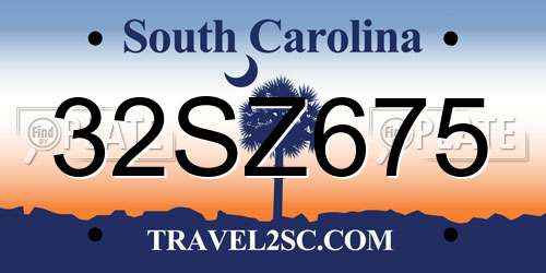 32SZ675 South Carolina License Plate