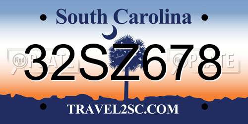 32SZ678 South Carolina License Plate