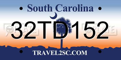 32TD152 South Carolina License Plate