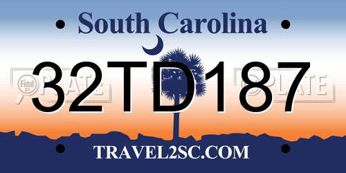 32TD187 South Carolina License Plate
