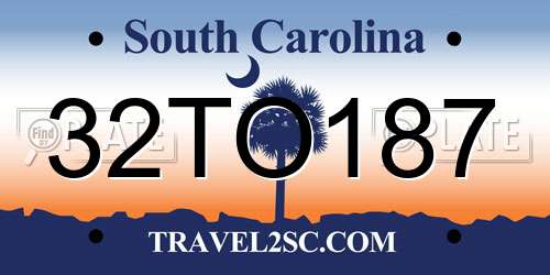32TO187 South Carolina License Plate