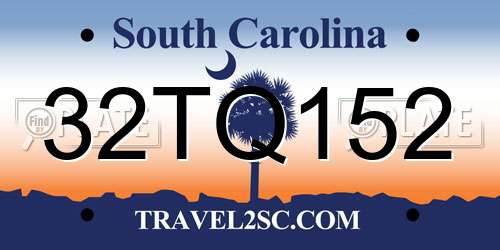 32TQ152 South Carolina License Plate