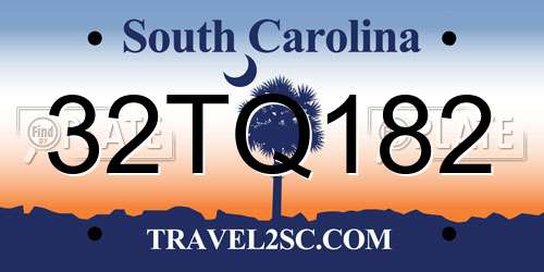 32TQ182 South Carolina License Plate