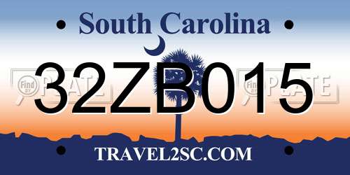 32ZB015 South Carolina License Plate