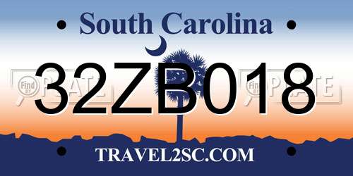 32ZB018 South Carolina License Plate
