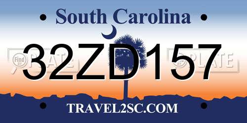 32ZD157 South Carolina License Plate