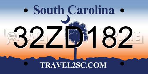 32ZD182 South Carolina License Plate