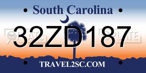 32ZD187 South Carolina License Plate