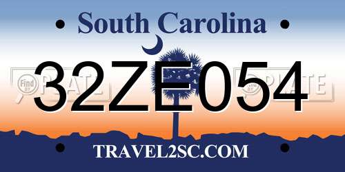 32ZE054 South Carolina License Plate