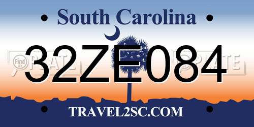 32ZE084 South Carolina License Plate