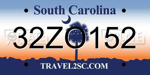 32ZO152 South Carolina License Plate