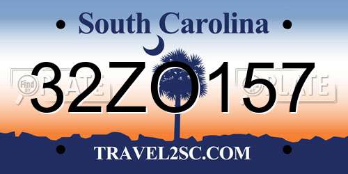 32ZO157 South Carolina License Plate