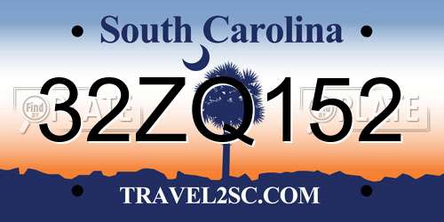 32ZQ152 South Carolina License Plate