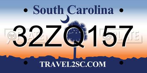 32ZQ157 South Carolina License Plate