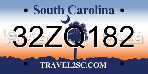 32ZQ182 South Carolina License Plate