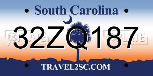 32ZQ187 South Carolina License Plate