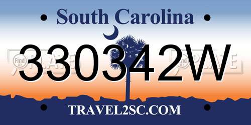 330342W South Carolina License Plate