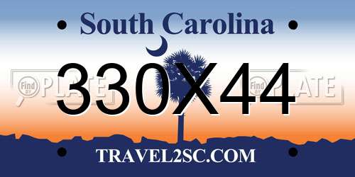 330X44 South Carolina License Plate
