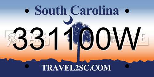 331100W South Carolina License Plate