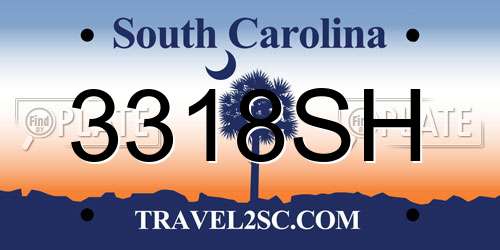 3318SH South Carolina License Plate