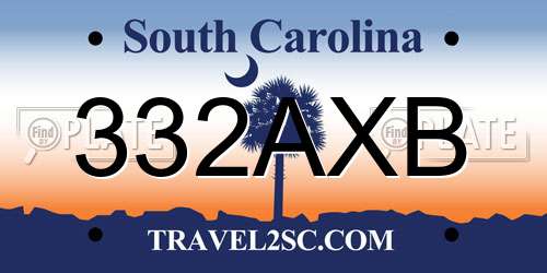332AXB South Carolina License Plate