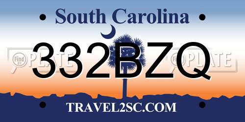 332BZQ South Carolina License Plate