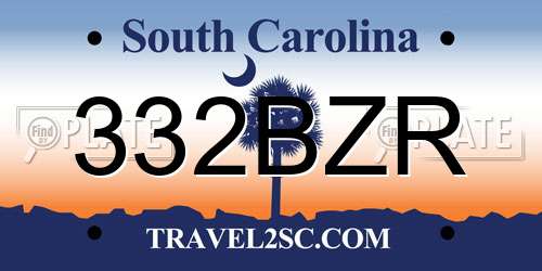 332BZR South Carolina License Plate