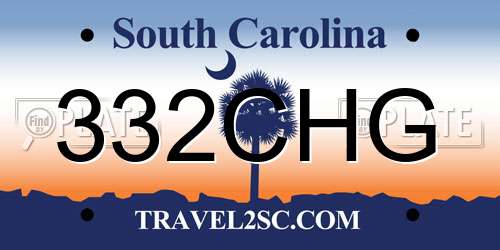 332CHG South Carolina License Plate