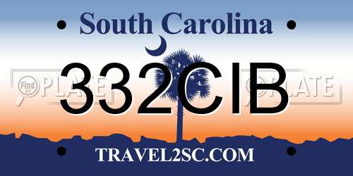 332CIB South Carolina License Plate