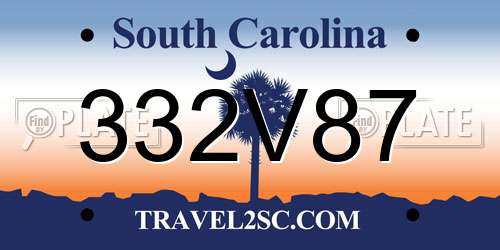 332V87 South Carolina License Plate