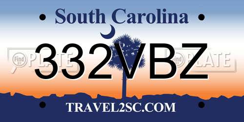 332VBZ South Carolina License Plate