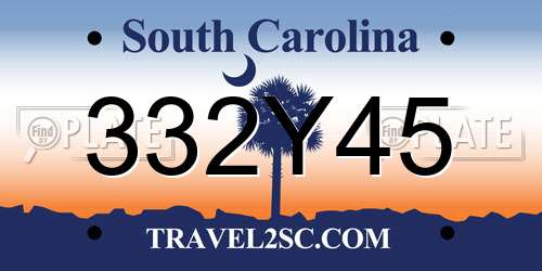 332Y45 South Carolina License Plate