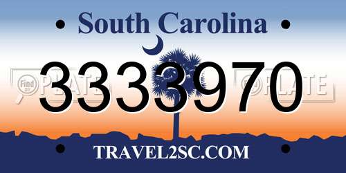 3333970 South Carolina License Plate