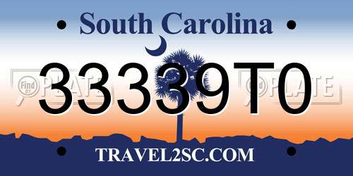 33339T0 South Carolina License Plate