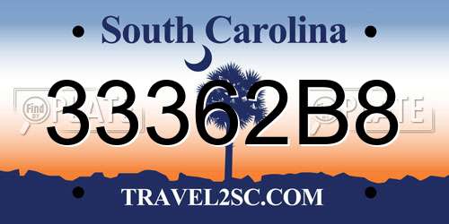 33362B8 South Carolina License Plate