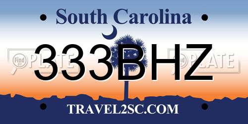 333BHZ South Carolina License Plate
