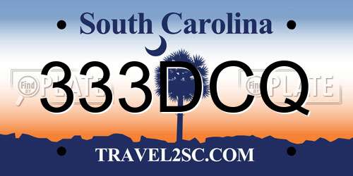 333DCQ South Carolina License Plate