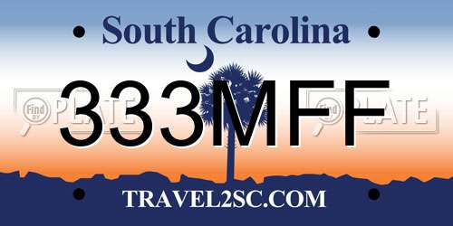 333MFF South Carolina License Plate