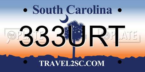 333URT South Carolina License Plate