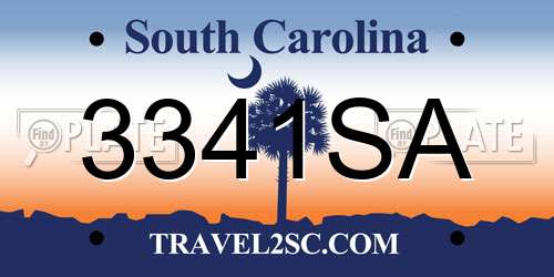3341SA South Carolina License Plate