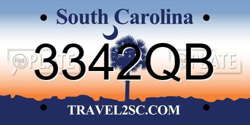 3342QB South Carolina License Plate
