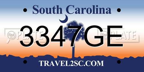 3347GE South Carolina License Plate