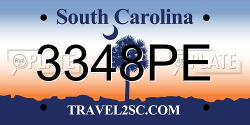 3348PE South Carolina License Plate