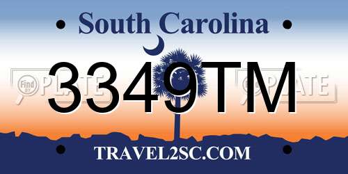 3349TM South Carolina License Plate