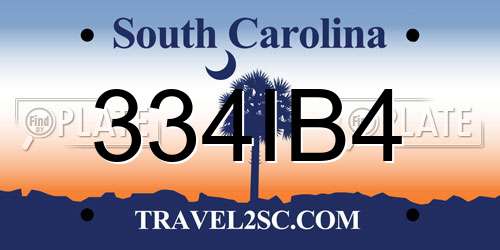 334IB4 South Carolina License Plate
