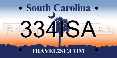 334ISA South Carolina License Plate