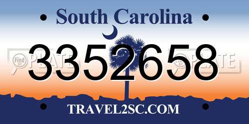 3352658 South Carolina License Plate