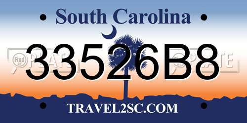33526B8 South Carolina License Plate