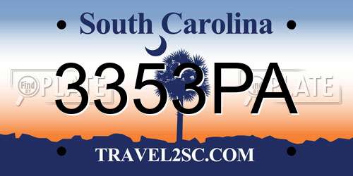 3353PA South Carolina License Plate