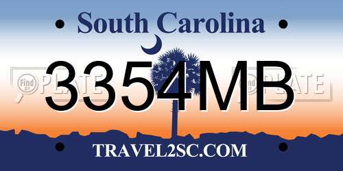 3354MB South Carolina License Plate